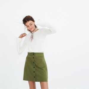 Madewell Station Green Mini Skirt Patch Pockets Size 10
